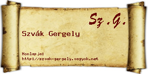 Szvák Gergely névjegykártya